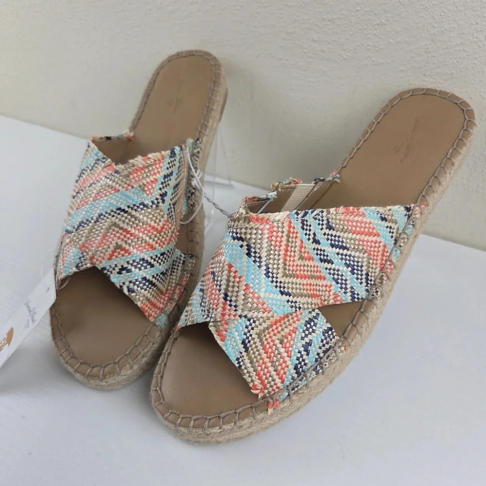 UNIVERSAL THREAD Sonya Woven Slide Sandals Platform Espadrille Coral Womens‎ 9.5